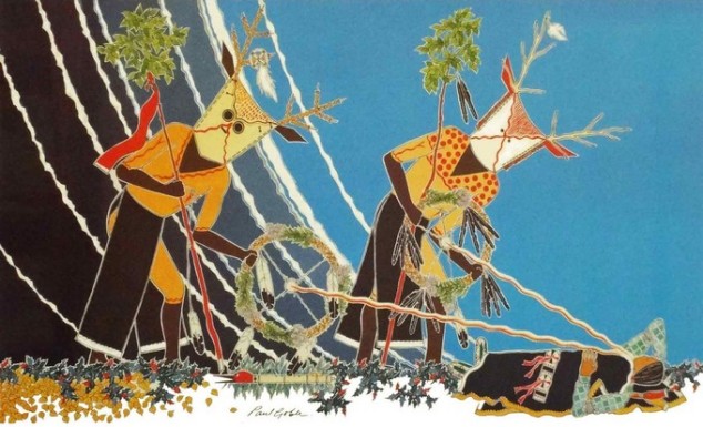 Paul Goble print - The Elk Men Give the Flute